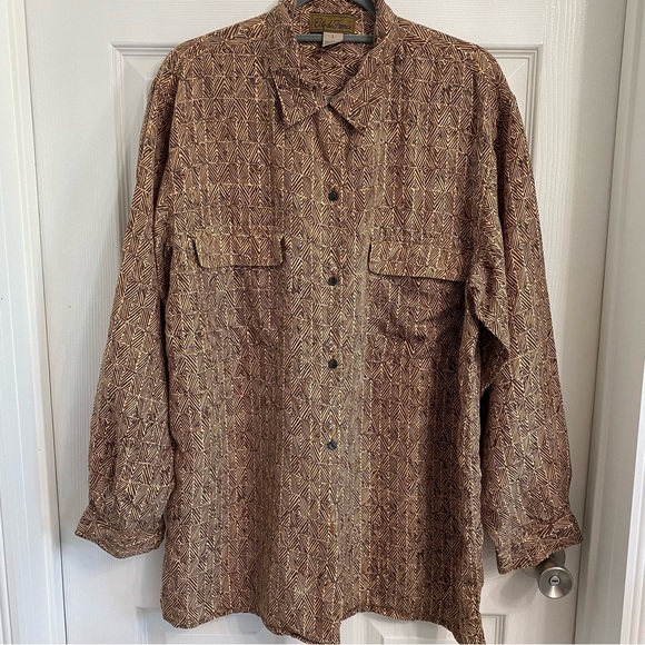 Cote De France Vintage Mens Silk Long Sleeves Button Up size Large - Picture 8 of 8